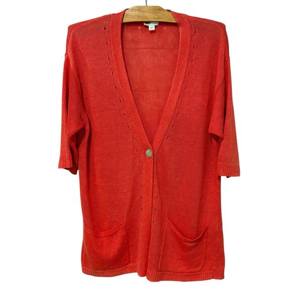 J. Jill Sweaters - J. Jill | Cardigan Sweater Linen Short Sleeve Pockets Pink- Size Small